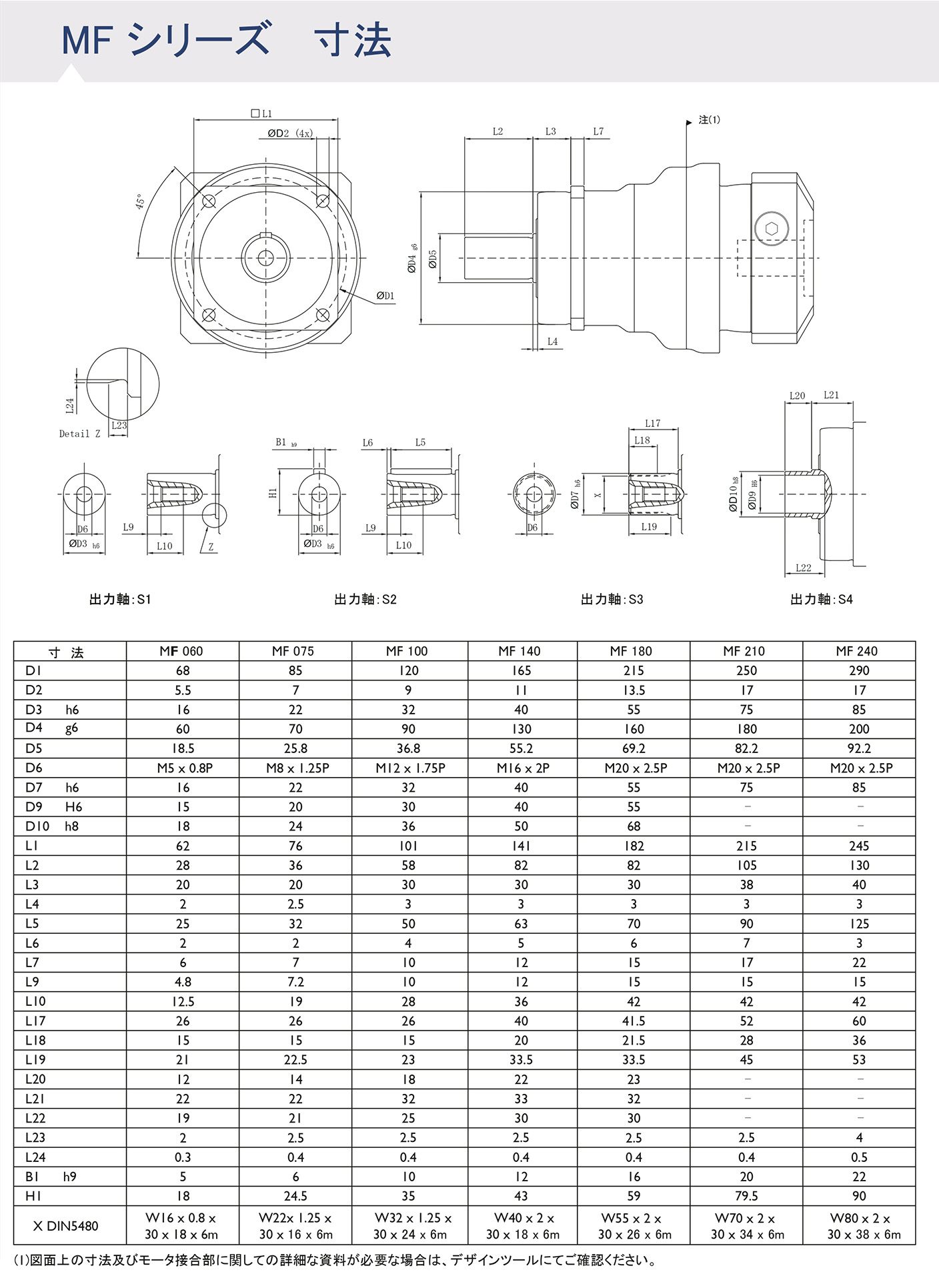 MFシリーズ 寸法図